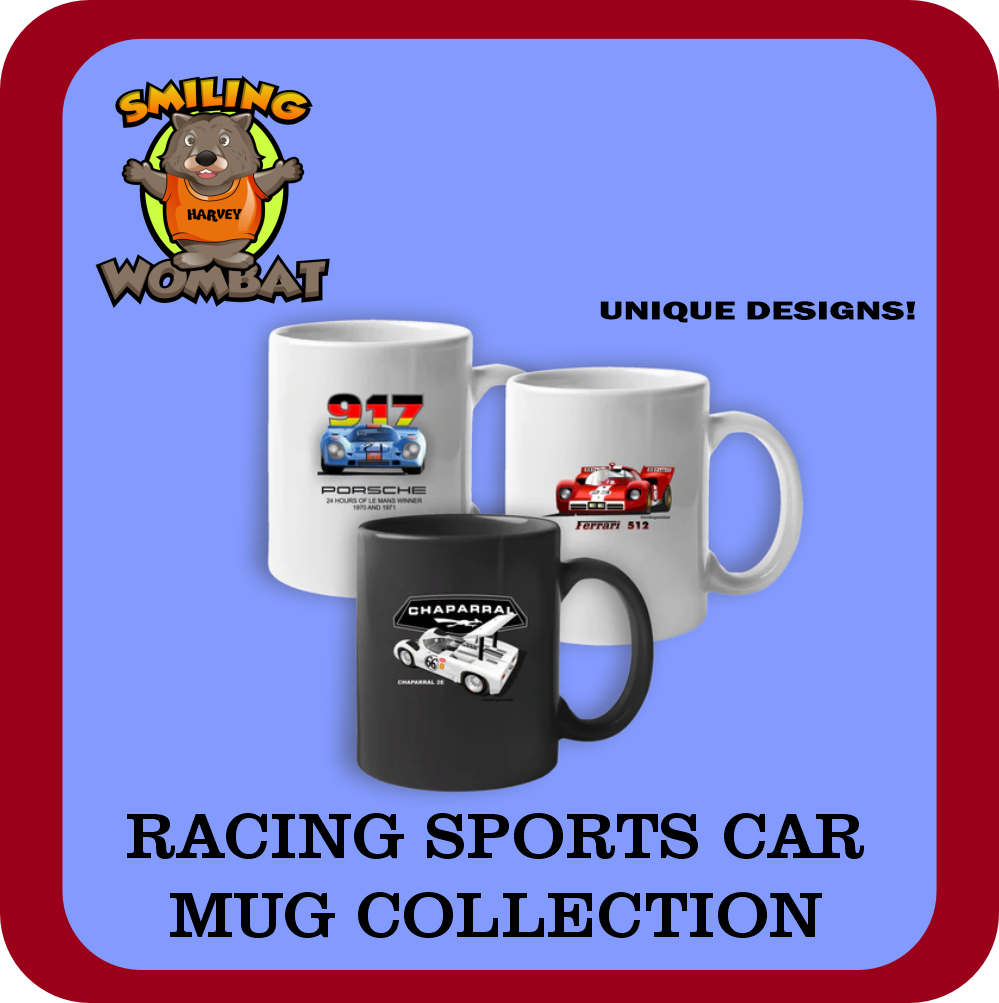 Car Racing Classic Sports Car Racing Mug Collection - Smiling Wombat