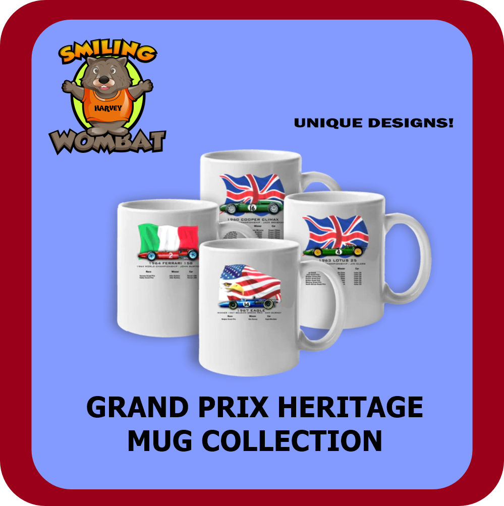 Formula One Mugs - Grand Prix Heritage Mug Collection - Smiling Wombat