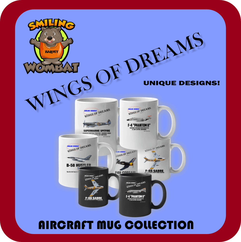 Aviation Mugs - "Wings of Dreams" Aircraft Mug Collection - Smiling Wombat