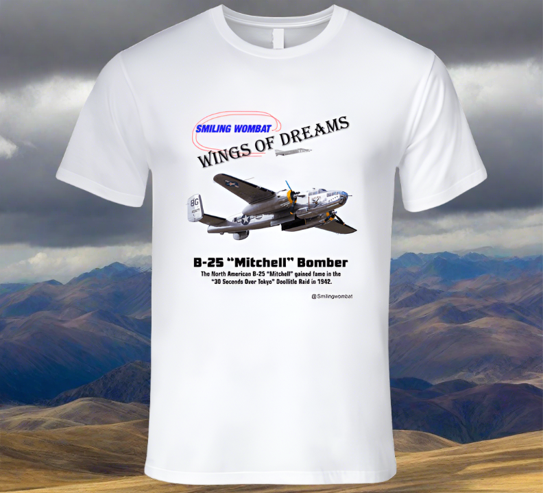 B25 Mitchell Bomber T Shirt T-Shirt Smiling Wombat