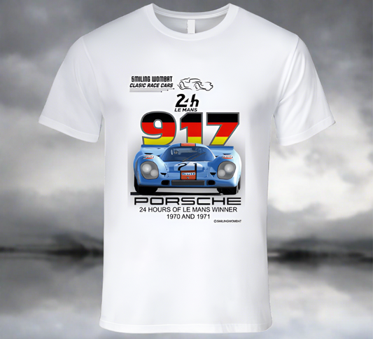 1970 Porsche 917K - Le Mans Winner Classic White T's - Smiling Wombat