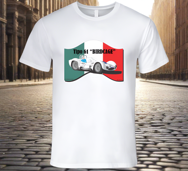 "Birdcage" Classic Sports Racer Classic White Shirt Collection - Smiling Wombat