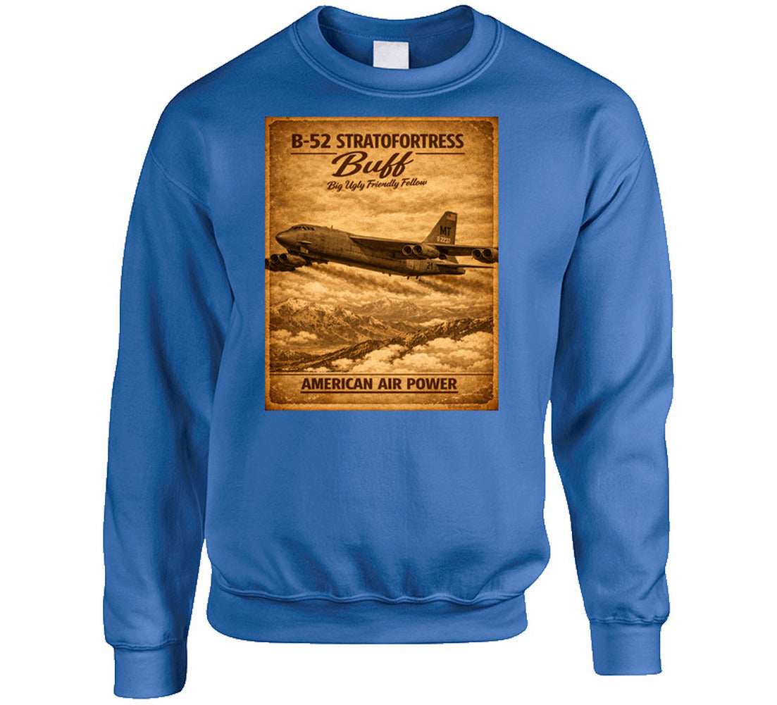B-52 Stratofortress BUFF American Air Power vintage distressed graphic sweatshirt in royal blue