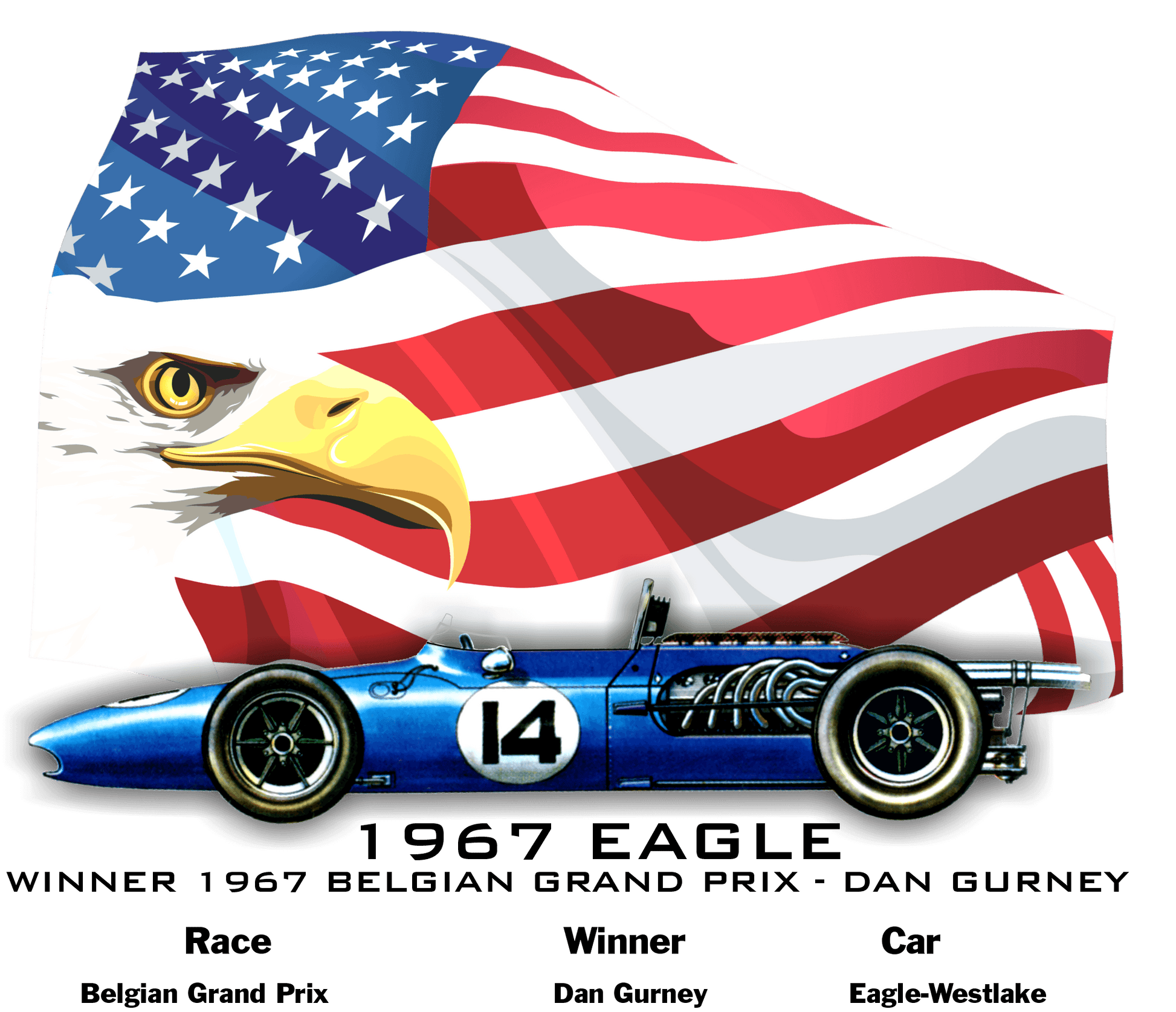 Gurney F1 Eagle-1967 Winner of Spa Grand Prix - Classic White T-Shirt Collection - Shopify