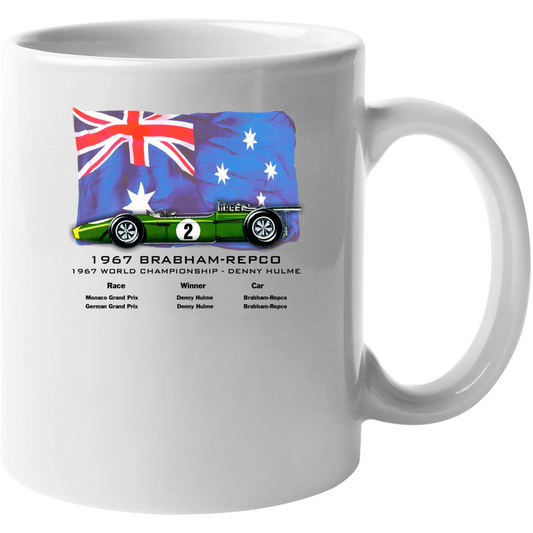 Repco Brabham v8- 1967 Formula 1 Coffee Mug - Smiling Wombat