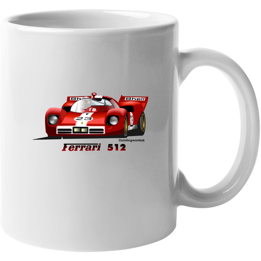 Ferrari 512 Ceramic Coffee Mug White - Smiling Wombat