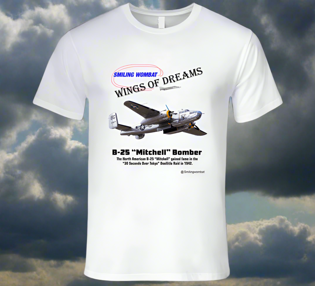 B25 Mitchell Bomber T Shirt T-Shirt Smiling Wombat