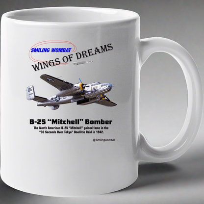 B25 Mitchell Bomber - Ceramic Coffee Mug - Smiling Wombat