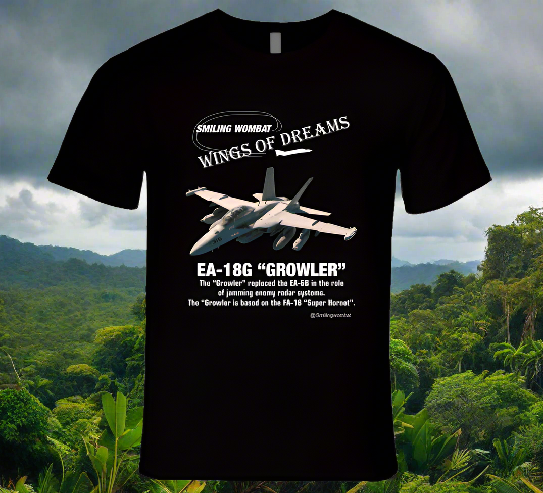 EA18 Growler - Black/Navy T Shirt - Smiling Wombat