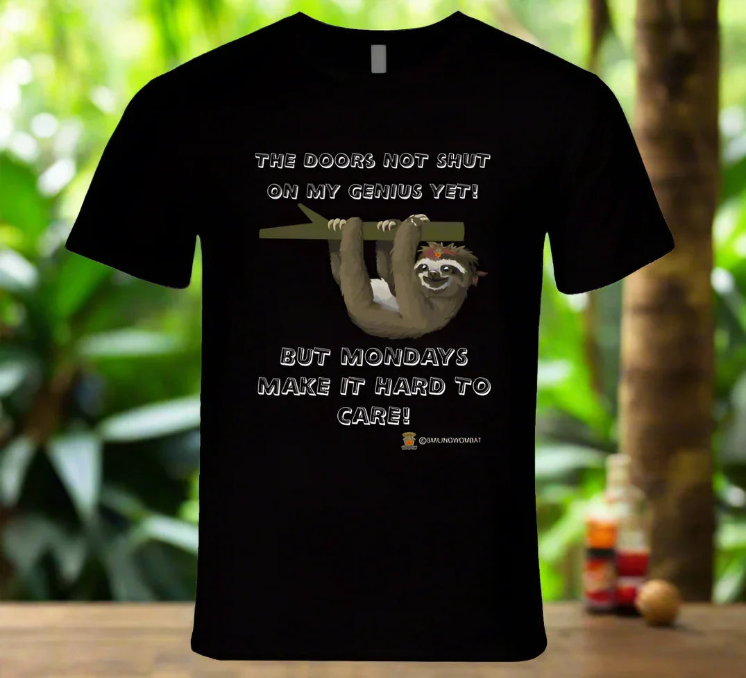 Mondays Get Me Down - Harvey's Friend the "Sloth" Black/Navy T-Shirt - Shopify