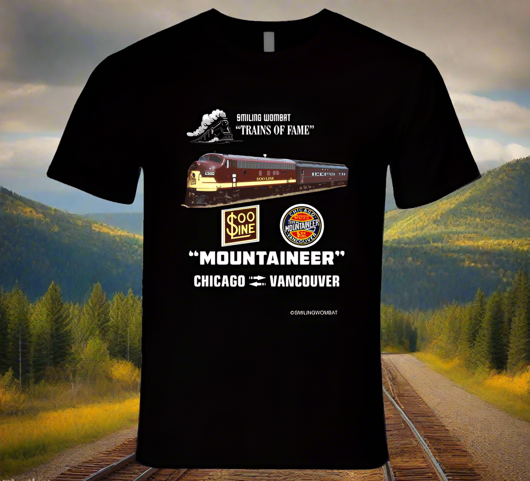 Soo Line Passenger Trains the "Mountaineer" Dark T-Shirt - Smiling Wombat