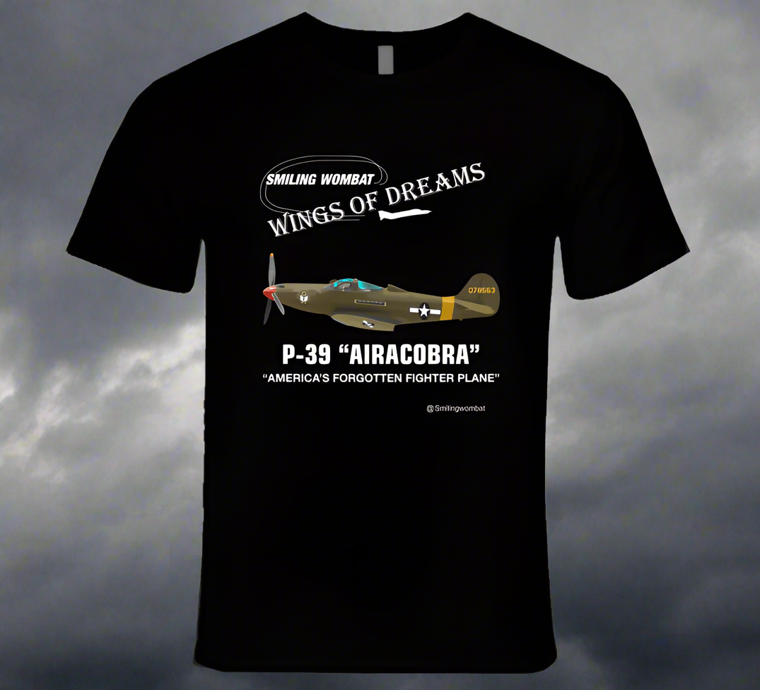 Bell P39 Airacobra - Black/Navy T-Shirt - Smiling Wombat