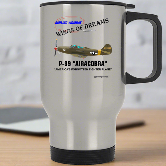 P39 Airacobra-Stainless Steel Travel Mug - Smiling Wombat