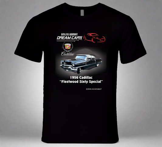 1956 Cadillac Sixty Special - Dark T-Shirts - Smiling Wombat