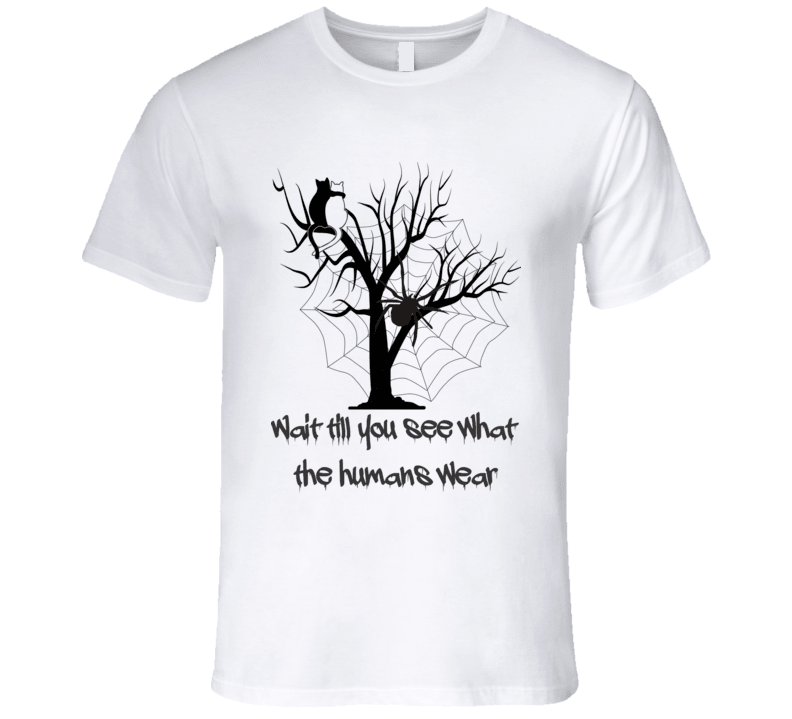 Spooky Attire - "What do humans wear" Halloween T-Shirt - Smiling Wombat