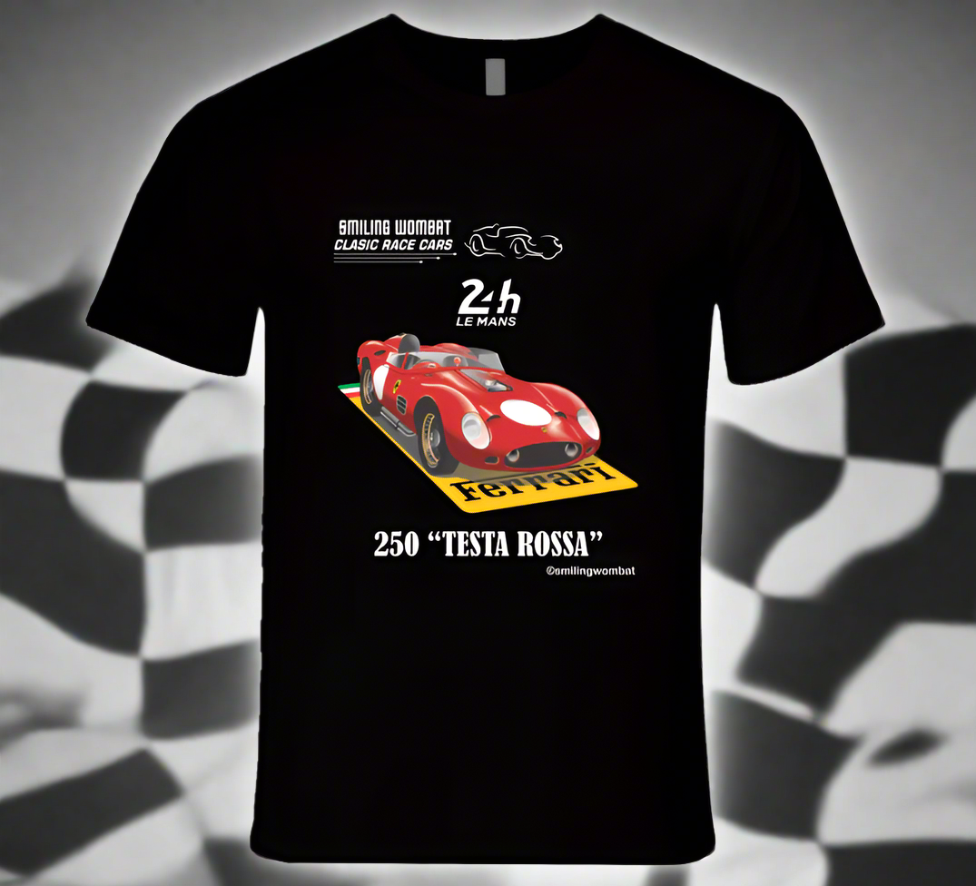 250 Testa Rosa Ferrari- One of the Best Sports Racers of the 1950s T-Shirt Smiling Wombat
