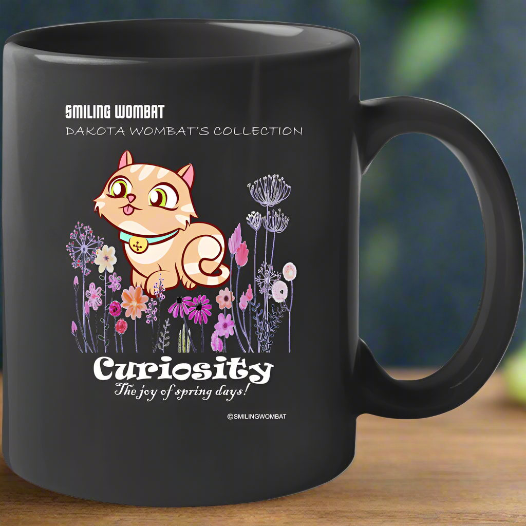 Curious Cat - Ceramic Black Coffee Mug - Shopify