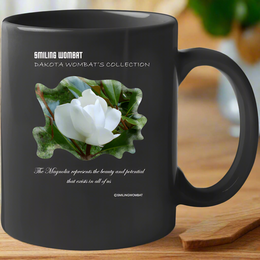 Magnolia Blossom - Black Ceramic Coffee Mug - Shopify
