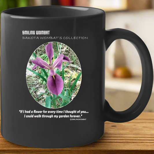 Iris Blossom - Beautiful Iris Flower Black Ceramic Coffee Mug - Shopify