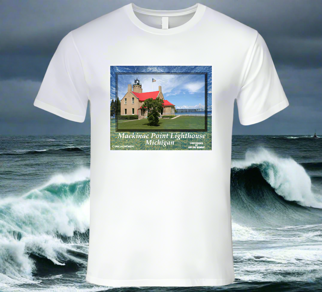 Mackinac Point Historic Lighthouse - T Shirt Collection - Smiling Wombat