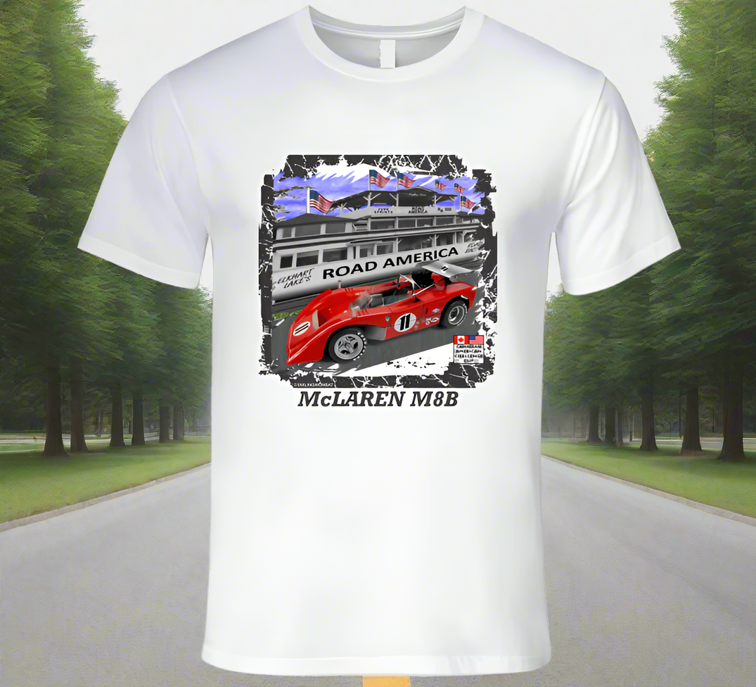 Mclaren M8B Can-Am Race Car - T-Shirt Collection - Smiling Wombat