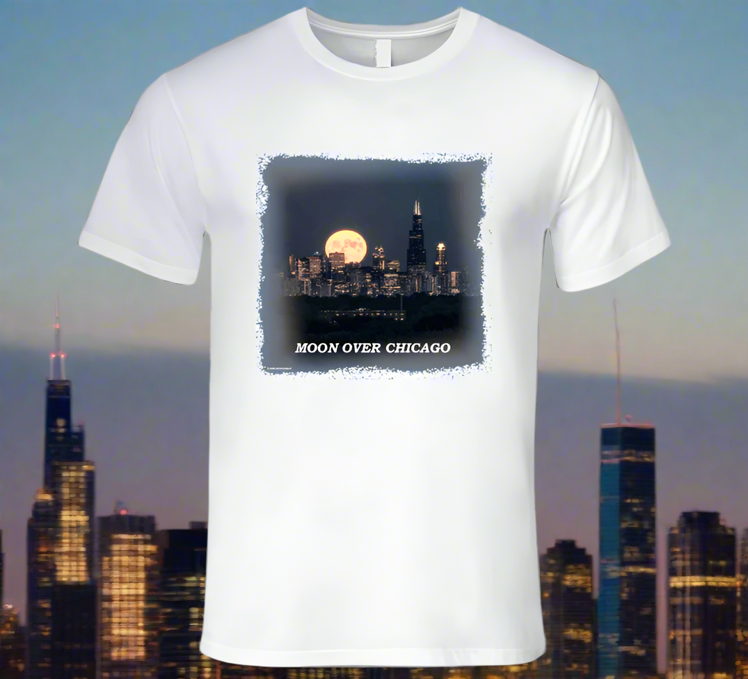 Moon Over Chicago T- Shirt and Sweatshirt Collection - Smiling Wombat