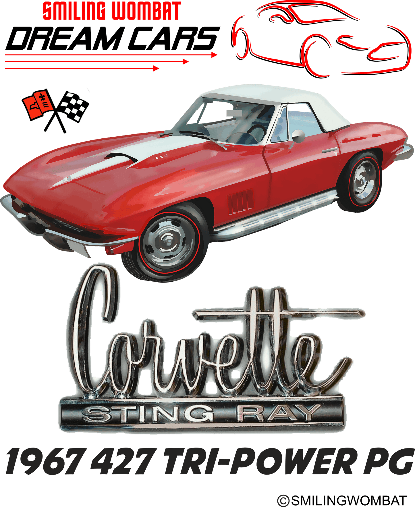 Chevrolet Corvette 427 - T-Shirt - Smiling Wombat
