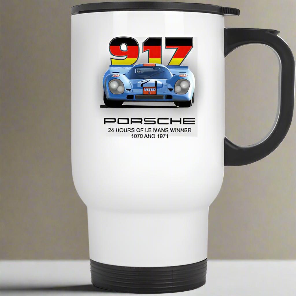 917K Porsche- Stainless Steel and White Travel Mug - Shopify