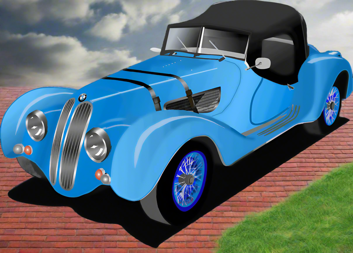Classic BMW 328- Black/Navy T Shirt - Smiling Wombat