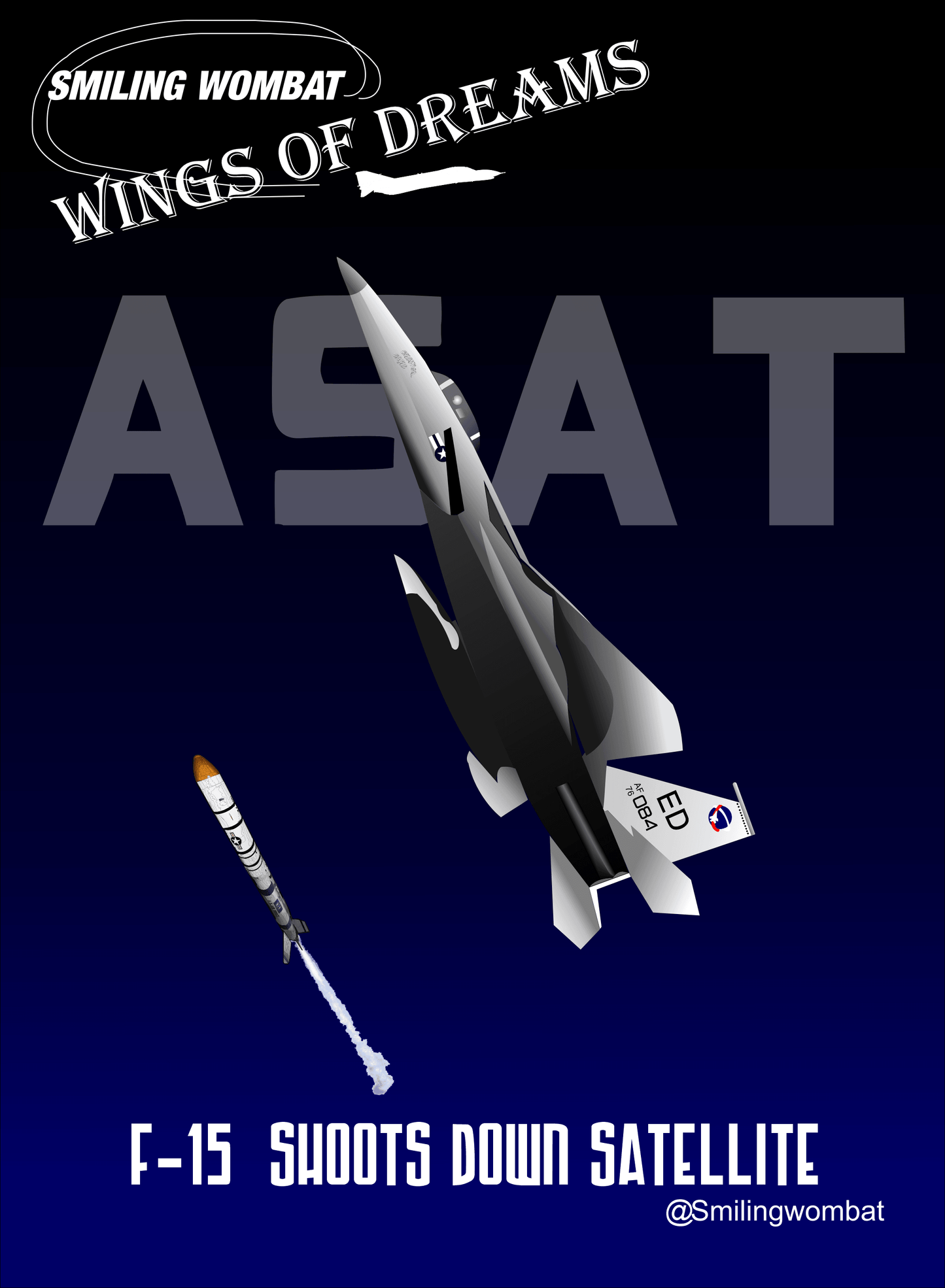 F15 Satellite Killer - "ASAT" T-Shirt T-Shirt Smiling Wombat