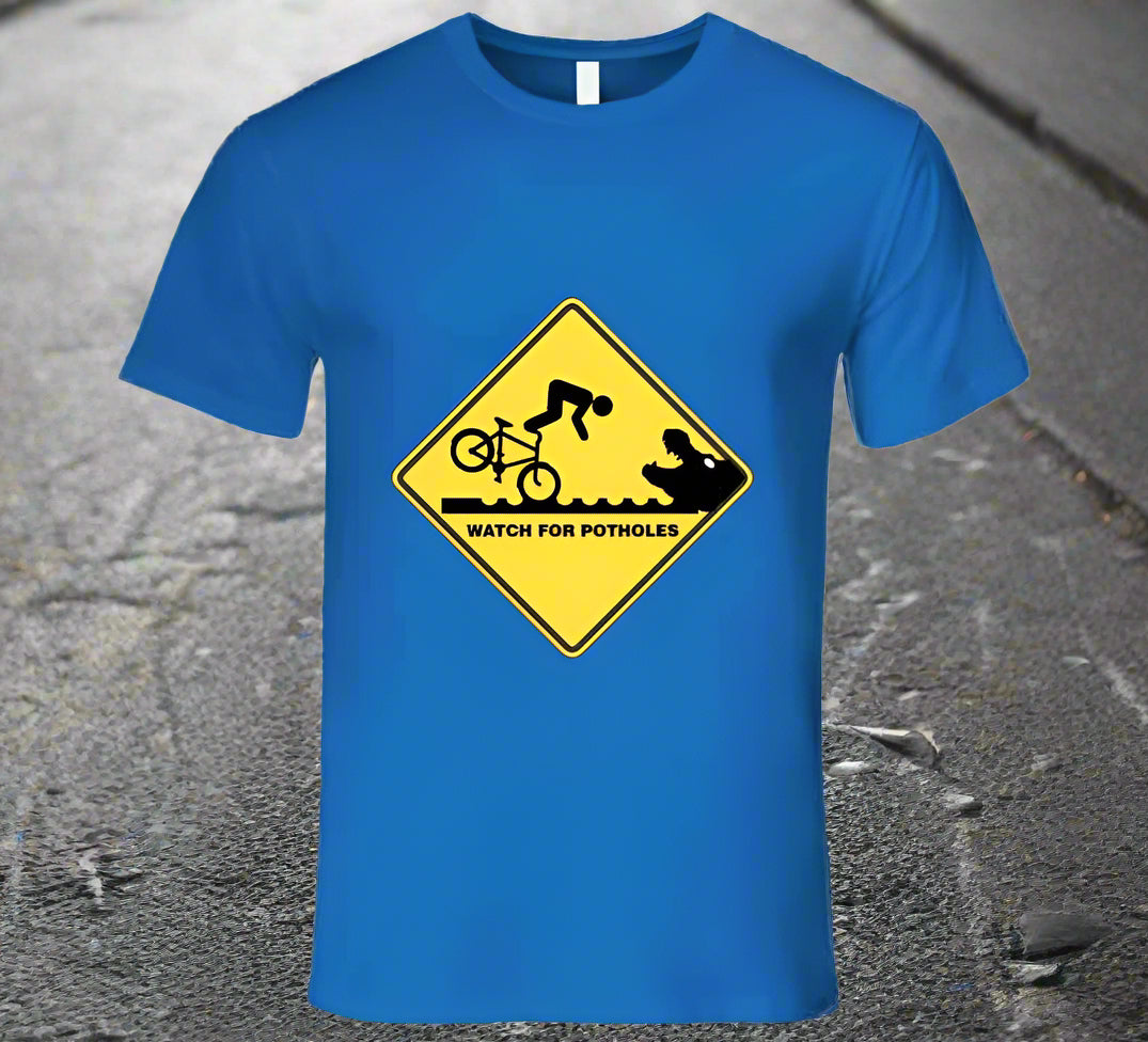 Bumpy Road Ahead - Watch Out for Potholes T-Shirt - Smiling Wombat