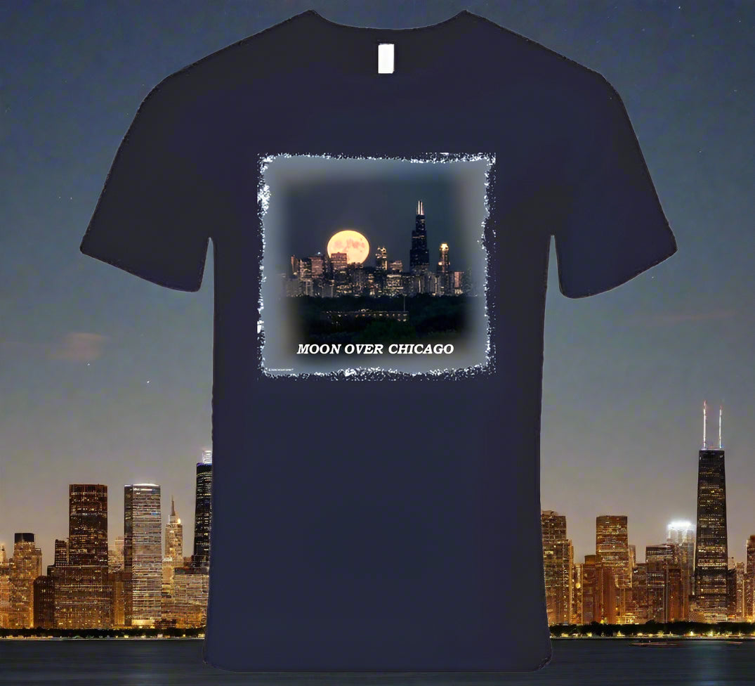 Moon Over Chicago T- Shirt and Sweatshirt Collection - Smiling Wombat
