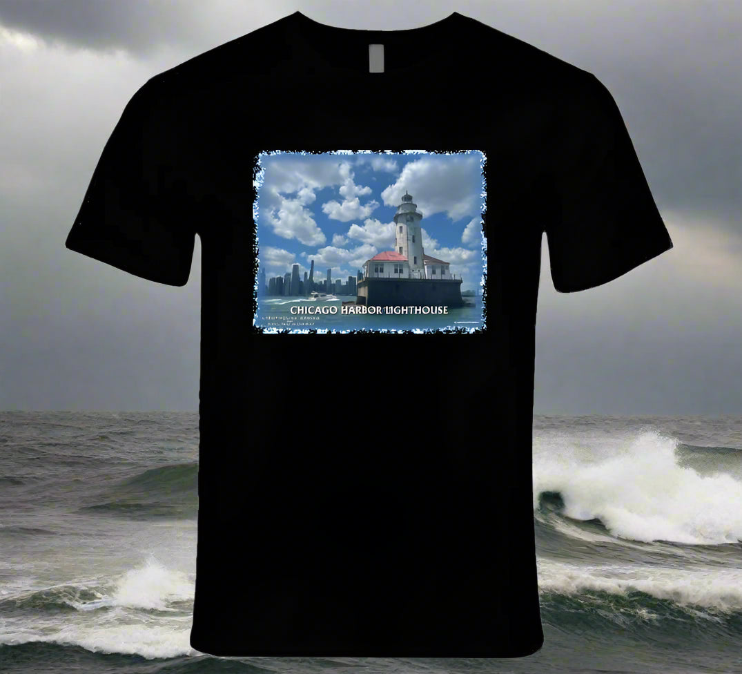 Chicago Harbor Lighthouse T-Shirt and Sweatshirt Collection - Smiling Wombat