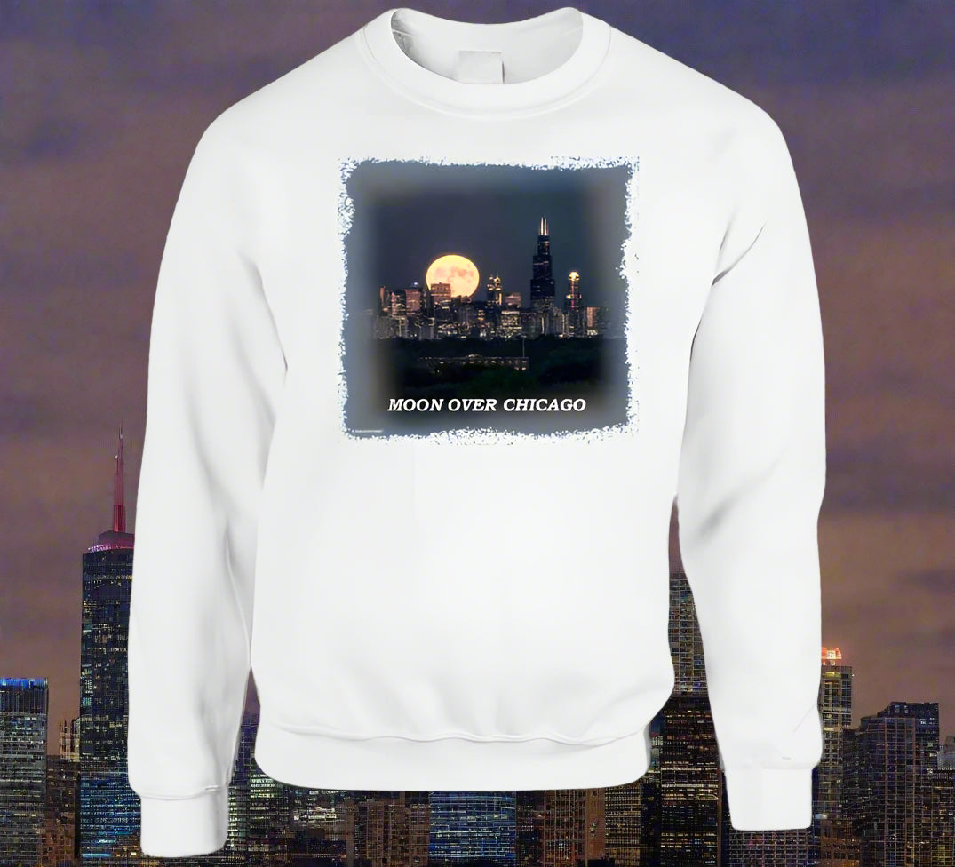 Moon Over Chicago T- Shirt and Sweatshirt Collection - Smiling Wombat