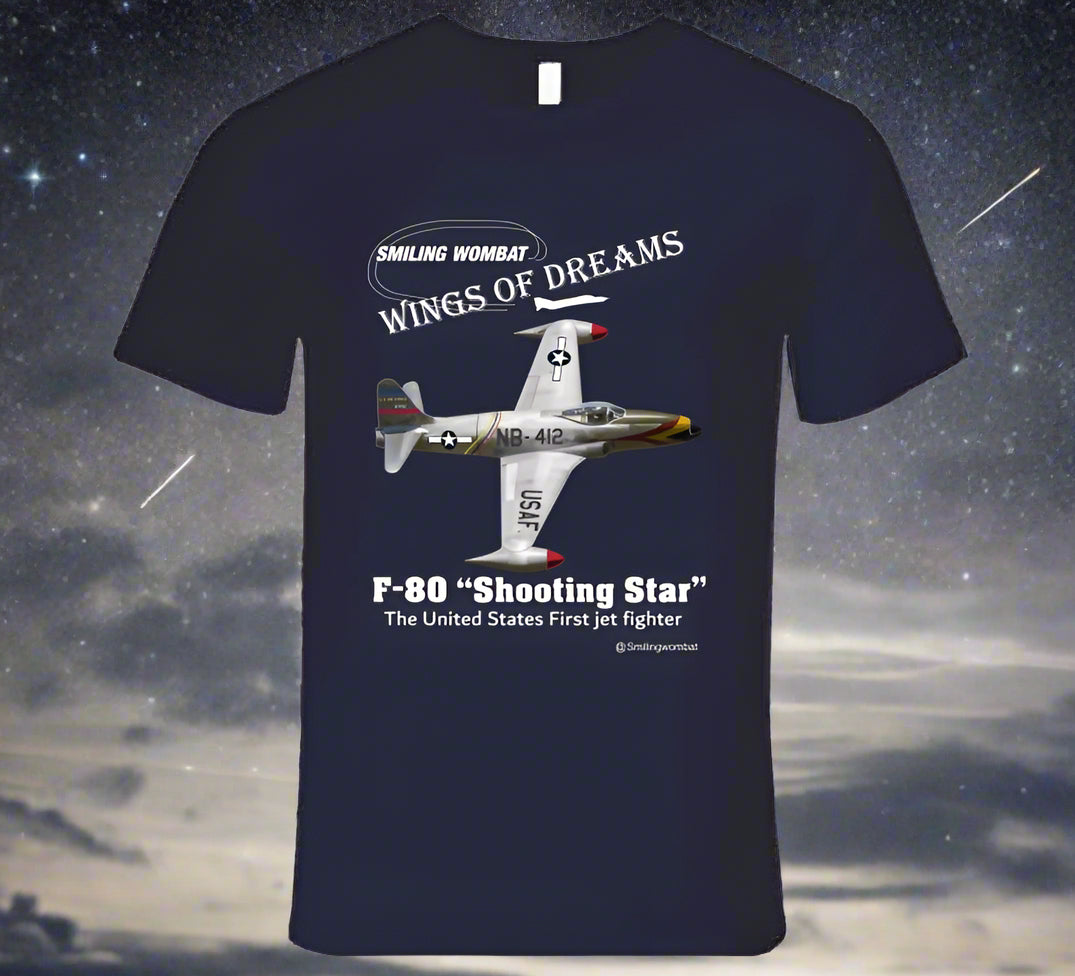 F80 Starfighter - Black/Navy T Shirt - Smiling Wombat