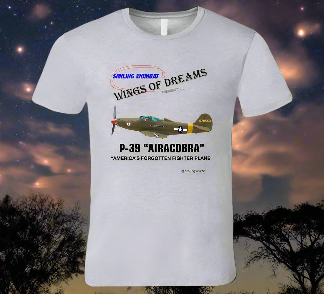 Bell Airacobra - P39 WW2 Fighter - T-Shirt - Smiling Wombat