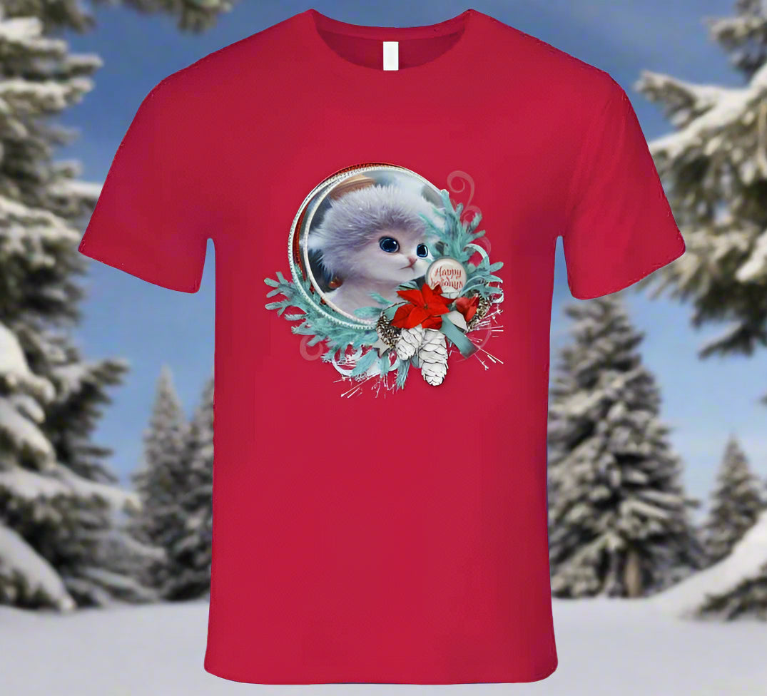 Happy Holiday Cat T-Shirt and Sweatshirt Collection - Smiling Wombat