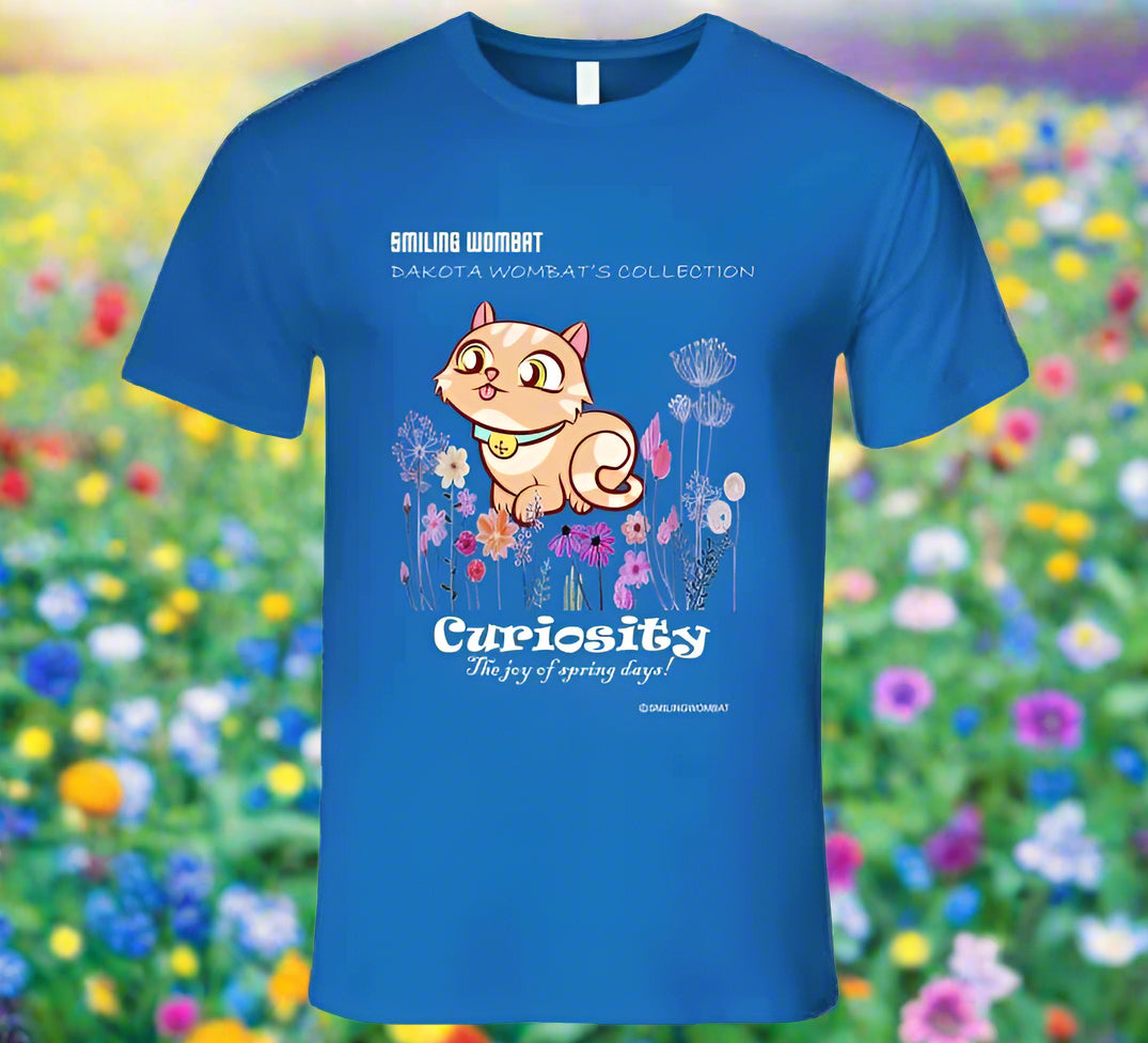 Cute Kitty - Curiosity the Joy of Spring - Kitten T-Shirt - Smiling Wombat