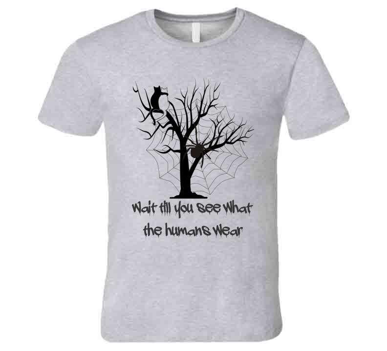 Spooky Attire - "What do humans wear" Halloween T-Shirt - Smiling Wombat