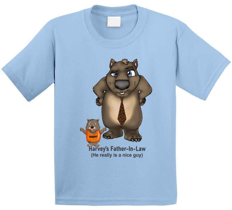 Father In Law - Harvey meets his Father In Law - T Shirt - Smiling Wombat