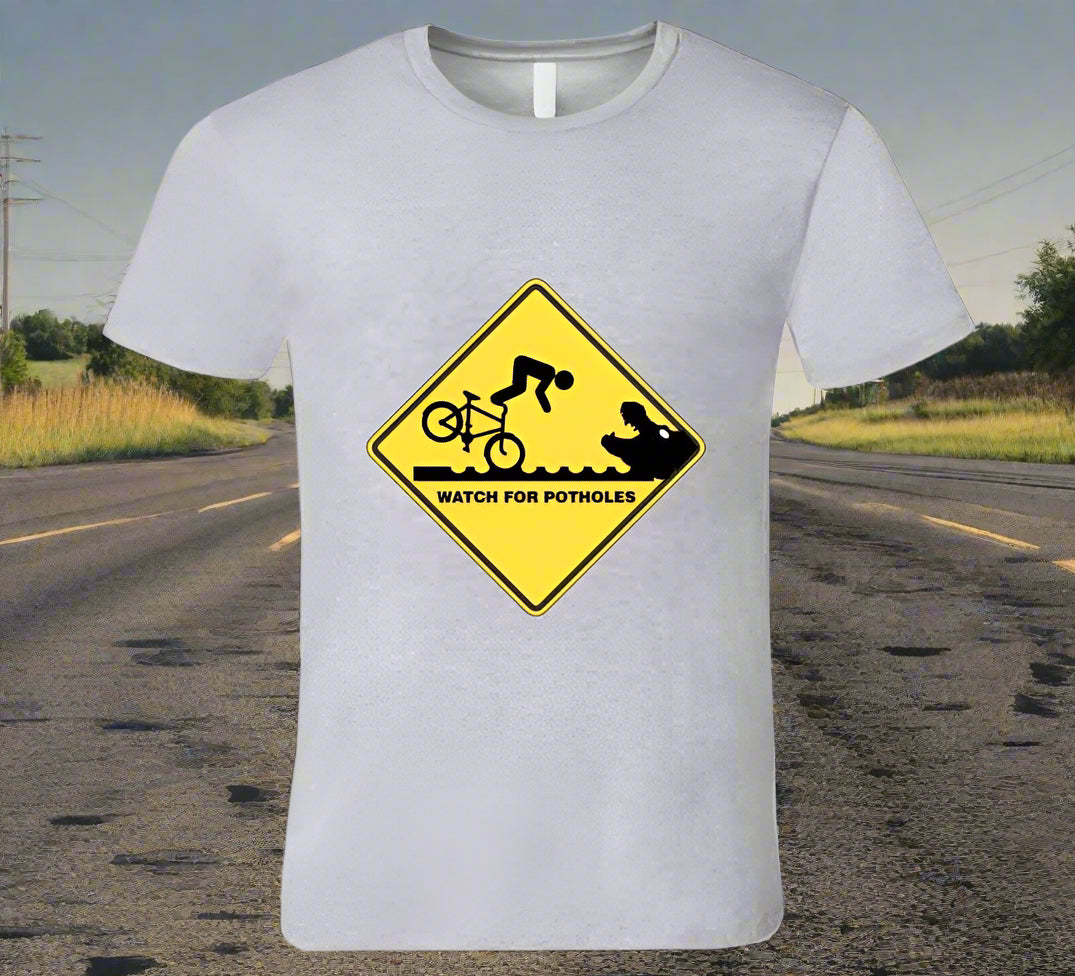 Bumpy Road Ahead - Watch Out for Potholes T-Shirt - Smiling Wombat