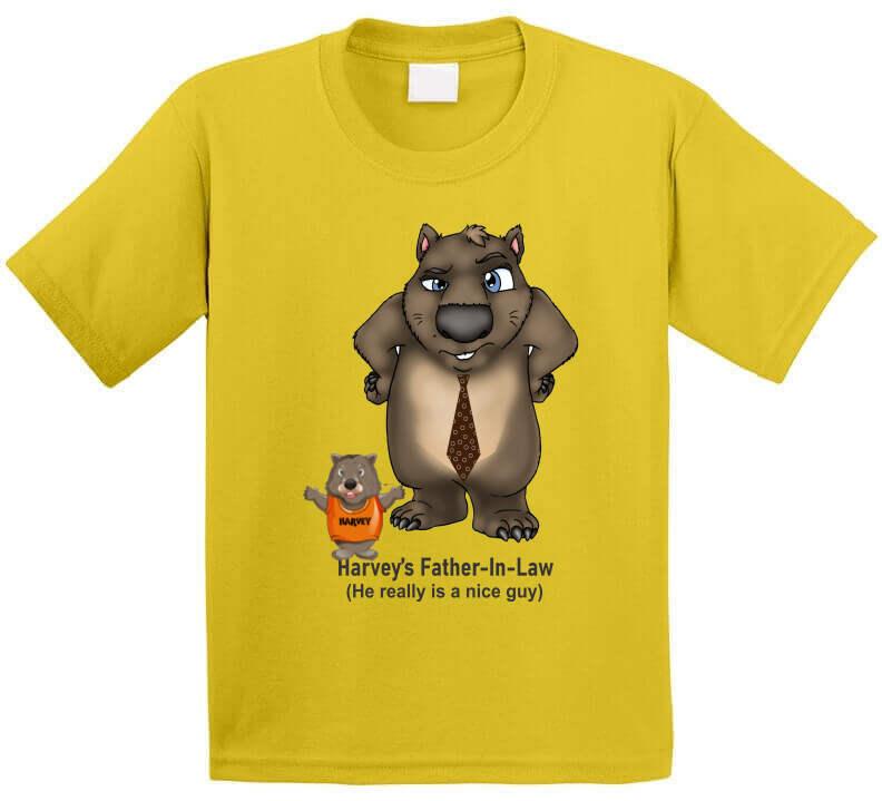 Father In Law - Harvey meets his Father In Law - T Shirt - Smiling Wombat