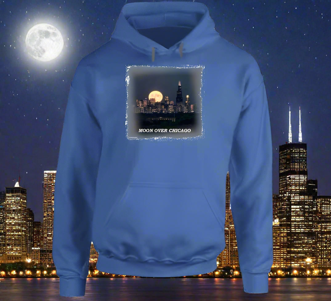 Moon Over Chicago T- Shirt and Sweatshirt Collection - Smiling Wombat