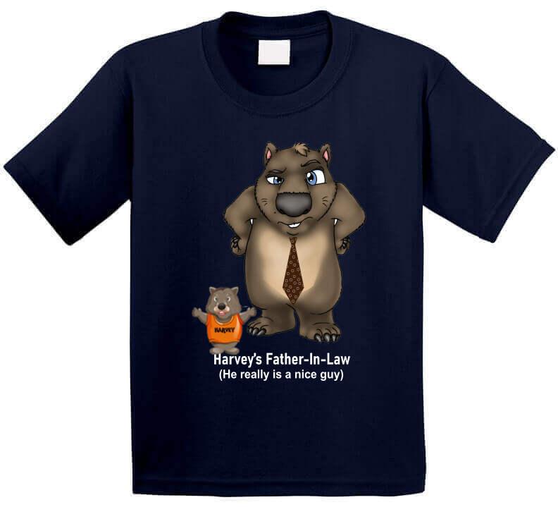 Father in law - Harvey's Father-in-Law - T-Shirt - Smiling Wombat
