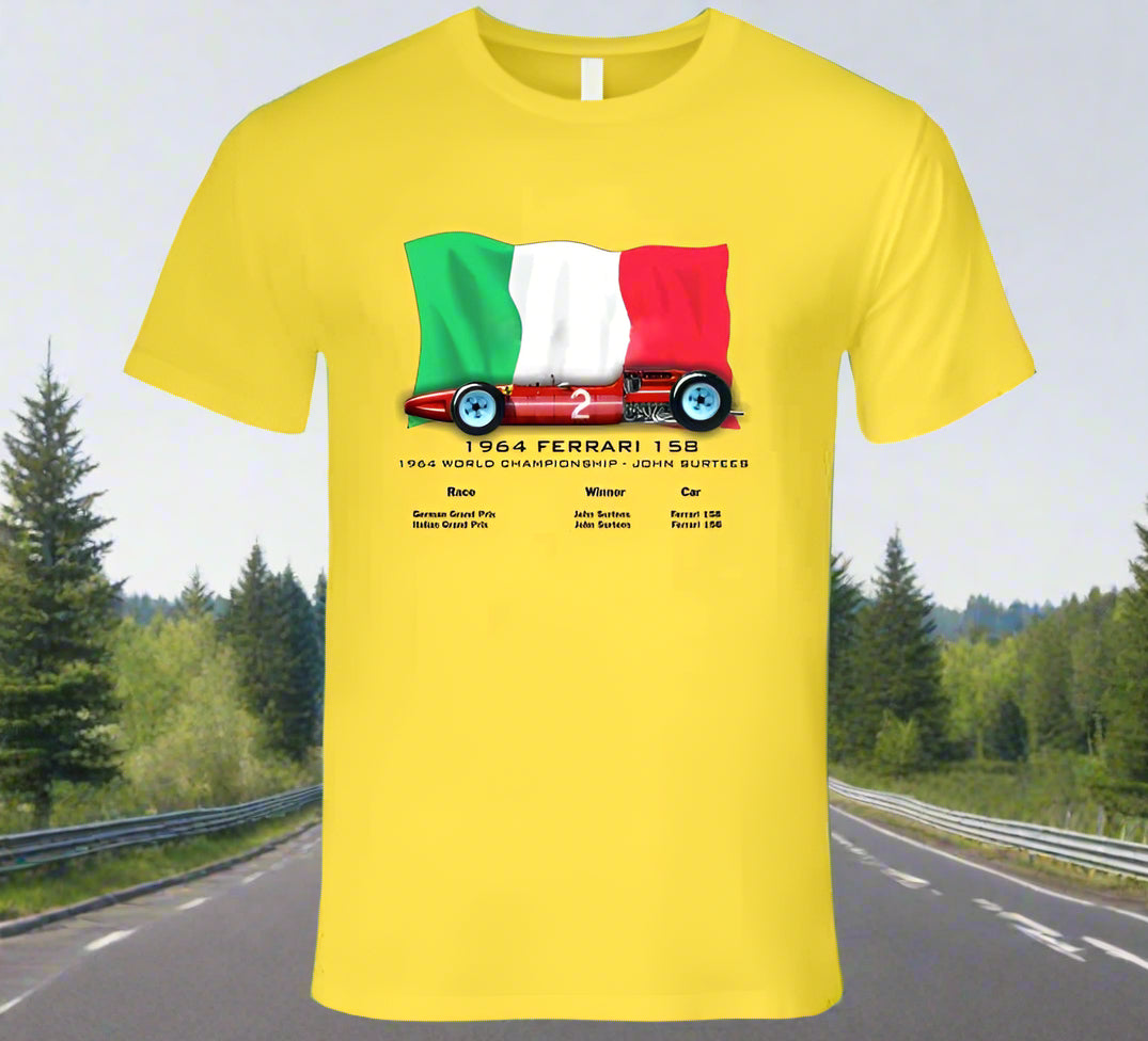 John Surtees Ferrari 1964 T-Shirt - Smiling Wombat