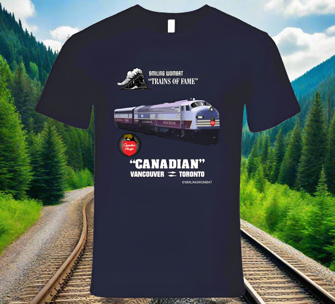Canadian Pacific Railway "Canadian" Black/Navy T-Shirt - Smiling Wombat