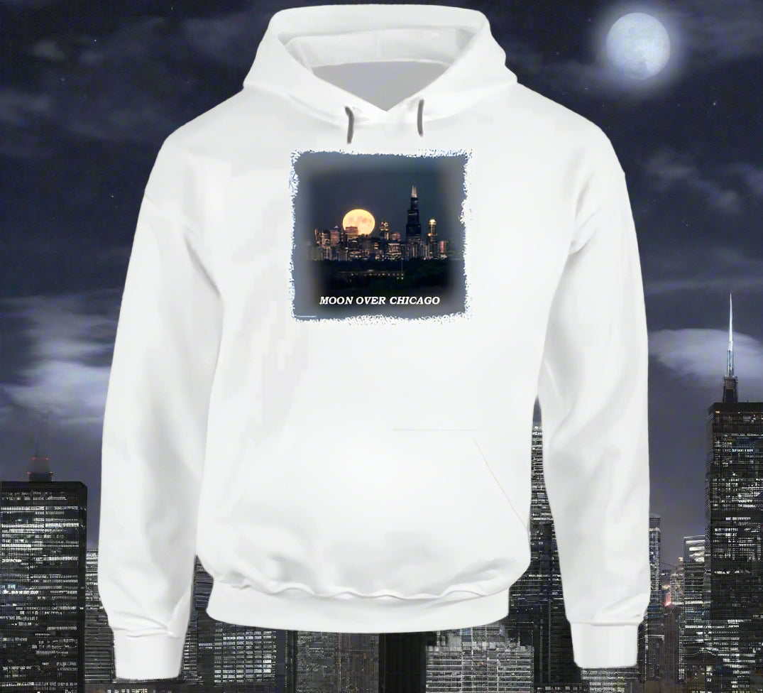 Moon Over Chicago T- Shirt and Sweatshirt Collection - Smiling Wombat
