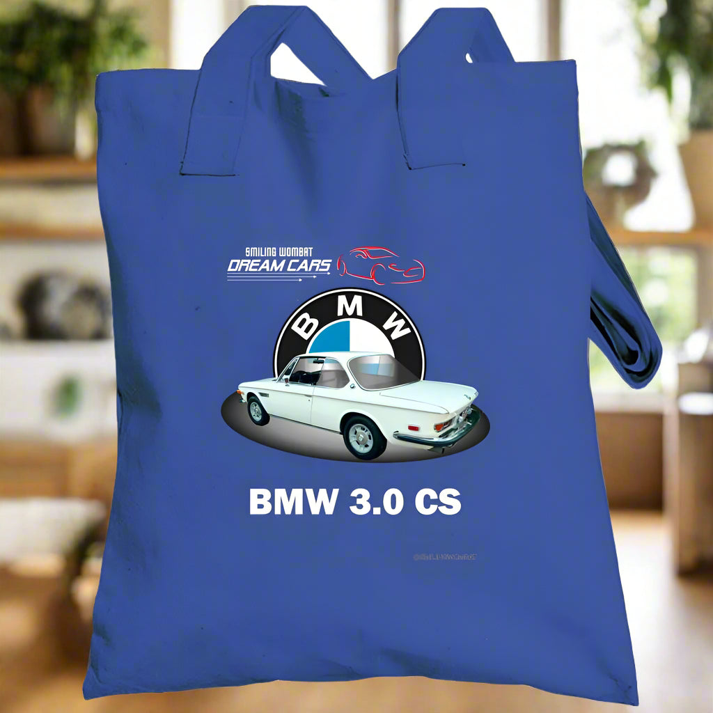 BMW 3.0 CS - T-Shirt and Tote Bags - Smiling Wombat