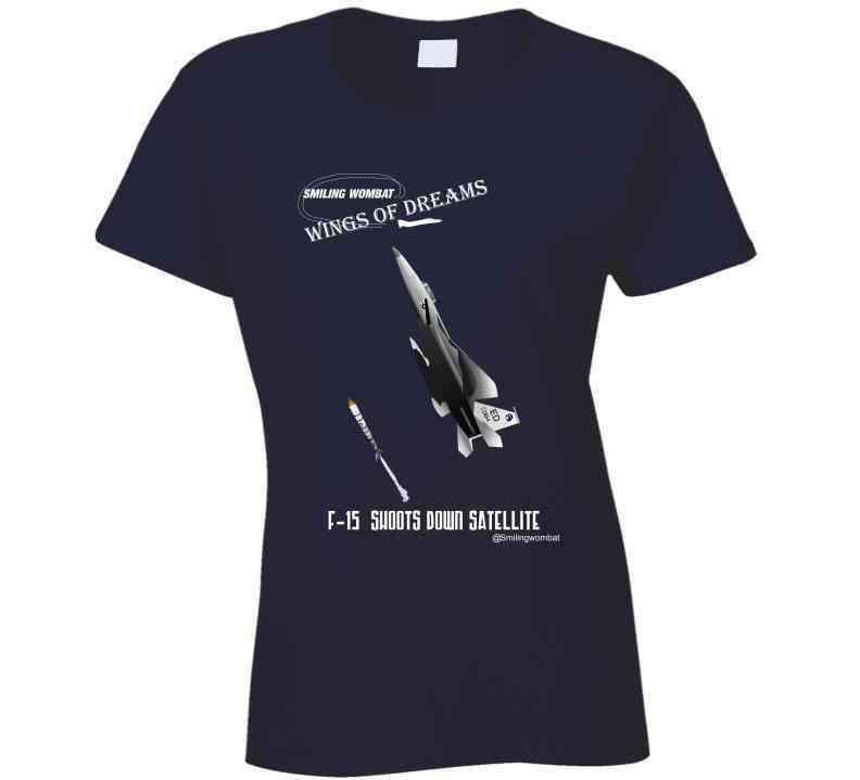 F15 Eagle- "Satellite Killer" Black/Navy T-Shirt - Smiling Wombat