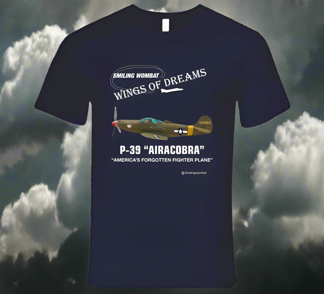 Bell P39 Airacobra - Black/Navy T-Shirt - Smiling Wombat